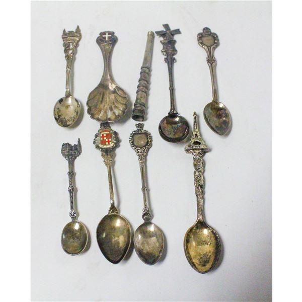 ANTIQUE SILVER COLLECTOR SPOONS ASSTD