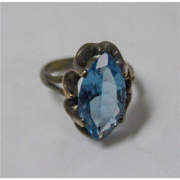 925 SILVER RING WITH LARGE BLUE STONE