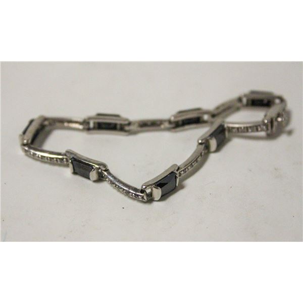 925 SILVER W DIAMOND & SAPPHIRE STONE BRACELET