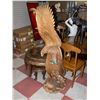 Image 1 : LARGE HAND CARVED WOODEN FLYING EAGLE SCULPTURE