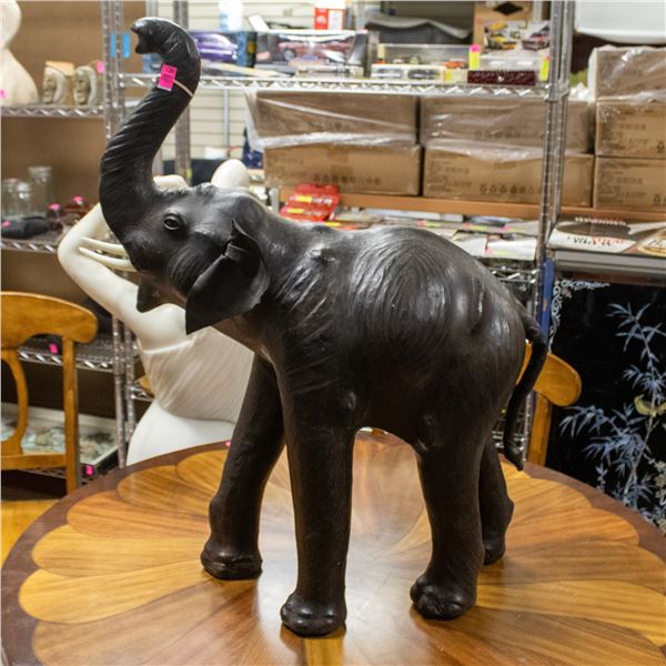 VINTAGE PRESSED LEATHER TRUNK UP LUCKY ELEPHANT