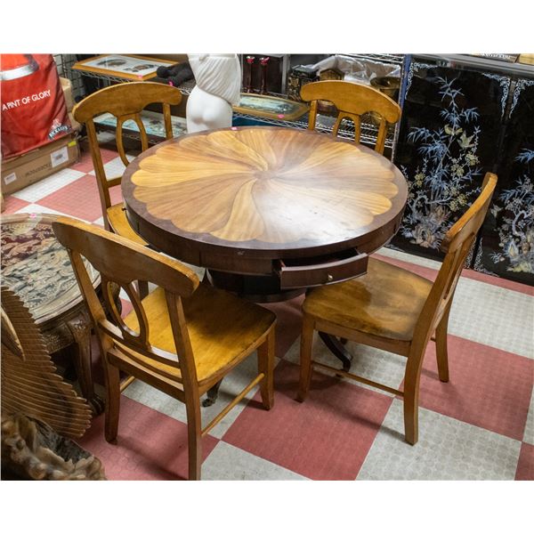 MCM WOOD INLAID 2-TONED FLORAL DESIGN SITTING