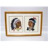 Image 1 : FRAMED CROSS STITCH INDIGENOUS MAN AND WOMAN