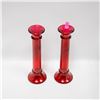Image 1 : PAIR OF CRANBERRY GLASS CANDLESTICKS