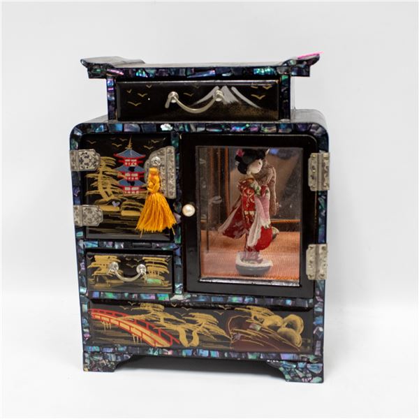 ABALONE AND MOTHER OF PEARL INLAID JEWLRY BOX