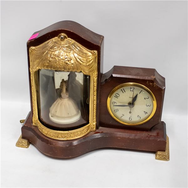 VINTAGE UNITED MANTLE CLOCK W. DANCING BALLERINA