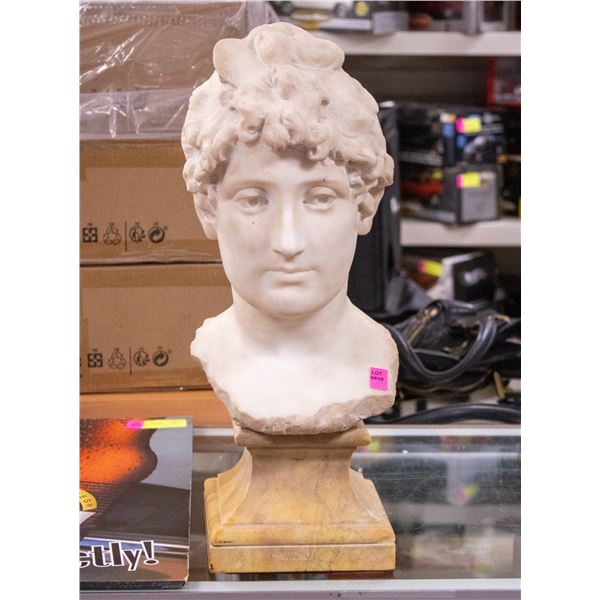 19TH CENTURY MARBLE PORTRAIT BUST 7.5" X 19"