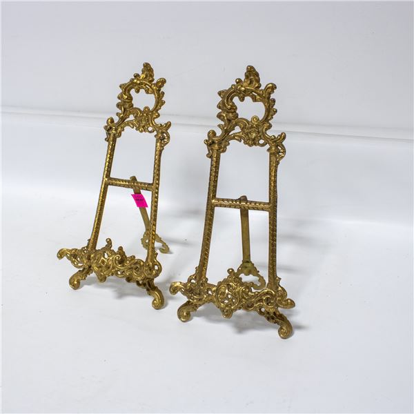 PAIR OF BRASS ART EASELS 12" TALL EACH