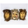 Image 1 : THREE VINTAGE LEATHER FACES WITH FUR TRIM FOR HAIR