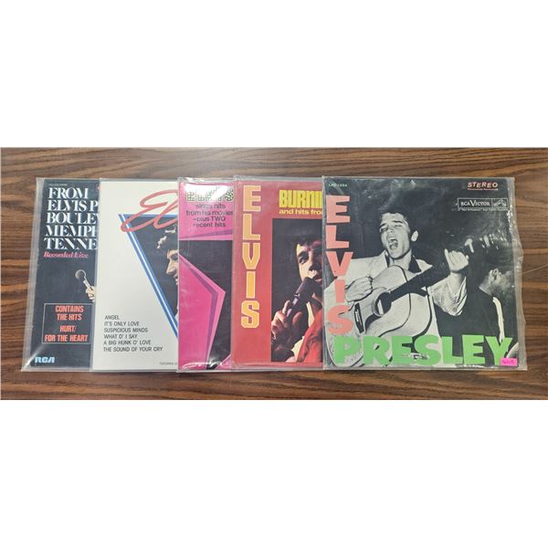 LOT OF 5 ELVIS PRESLEY VINYL RECORDS
