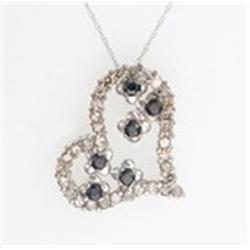 1.3ctw Dia & Sapphire Heart Pend. w/ Chain in 10KW