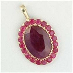 16 ctw Genuine Ruby Pendant in Yellow Gold