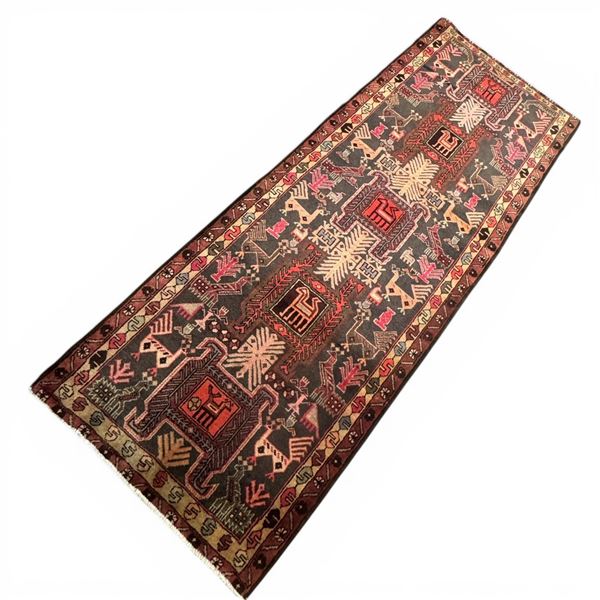 100% Hand Knotted Made in Iran 319cmx116cm Ardebil Region Animals Cycle of Life Runner Carpet (387)