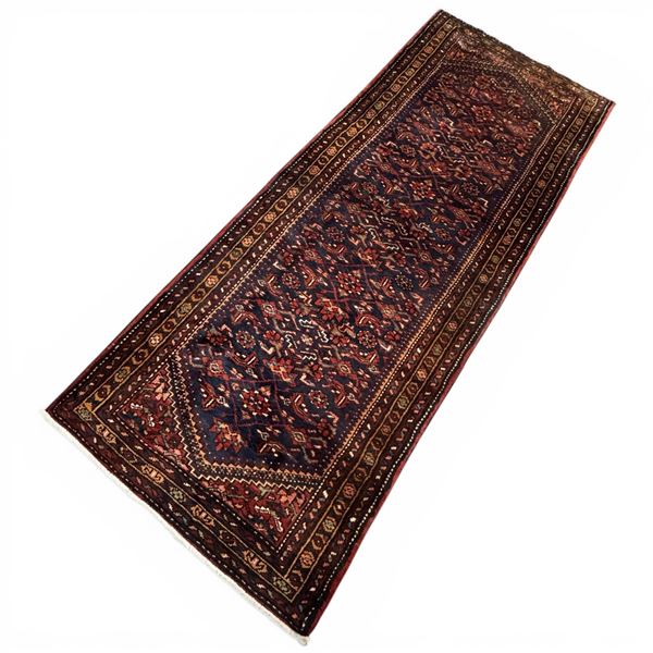 100% Hand Knotted Made in Iran Nahavand Region 9'7"x3'9" Fluffy Fine Texture Wool Runner Carpet 388