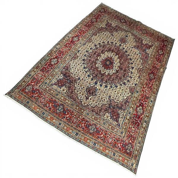 100% Hand Knotted Made in Iran 10'x7' Mood Region Low Pile Special Map Pattern Carpet (407)
