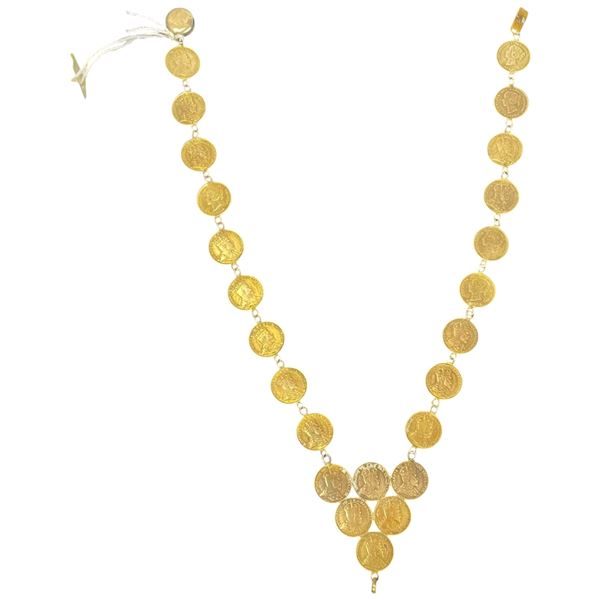 Antique Sterling Silver Coin Necklace - Canadian .925 Silver Nickels 1890-1910 (Total weight: 31.9 g