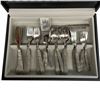 Image 2 : Norwegian "Royal Pewter" 30 Piece  Flatware Set with 3 Serving Pieces * New condition in box with le