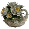 Image 1 : Italian Capodimonte Swan with Flowers Centerpiece * Complete with COA (12" x 13" x 9" tall)