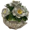 Image 3 : Italian Capodimonte Swan with Flowers Centerpiece * Complete with COA (12" x 13" x 9" tall)