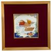 Image 1 : Japanese Fukagawa Arita Porcelain Tile "Mandarin Ducks" Framed with original box (frame dimensions: 