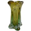 Image 2 : Vintage "Green to Clear" Art Glass Vase (6" x 4" x 9" tall)