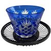 Image 3 : Japanese Cut Cobalt Crystal Glasses with Lacquered Coasters Set in Original Box