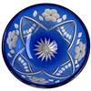 Image 2 : Vintage Bohemian Cobalt to Clear Cut Crystal Bowl with Floral Design