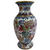Image 4 : Cloisonné Enamel Vase with Foral and Leaf Pattern. (12" tall x 7.5" diameter)