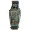 Image 1 : Vintage Chinese Famille Verte Hexagonal Porcelain Vase (4" x 5" x 10" tall)