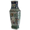 Image 2 : Vintage Chinese Famille Verte Hexagonal Porcelain Vase (4" x 5" x 10" tall)