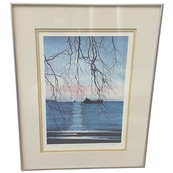 "At Anchor" Ltd. Edition Print by Canadian Artist Frank Townsley #34/295 (double  matted in a 14" x 