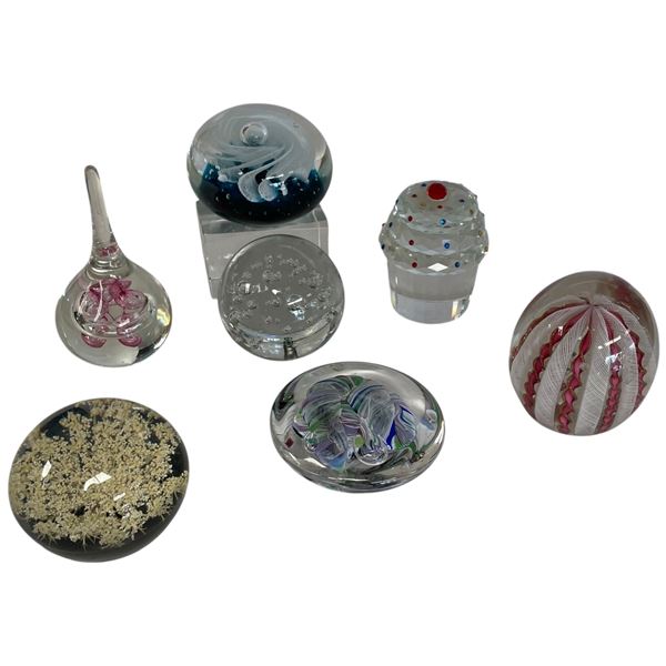 7 Art Glass Paperweights * Variety of Designs
