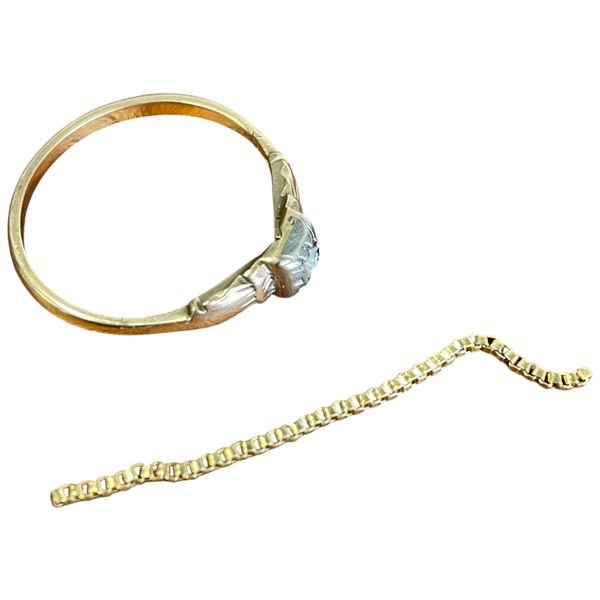 1.8 Grams of Scrap 10KT Gold - No stones ( ring setting & chain piece)