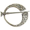 Image 1 : Sterling Silver Celtic Penannular Cloak Pin with Dragon & Knotwork Design - 39 mm diameter (Weight: