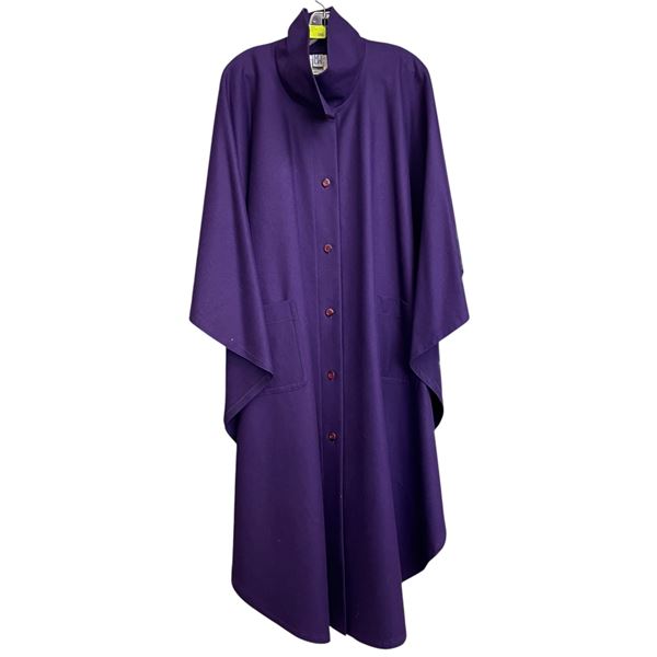 Vintage "Lore Maria Wiener"  Purple Fine Wool Maxi Cape/Coat  - Size  10 -  Like New  Condition
