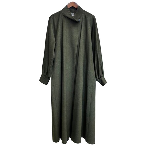 Vintage "Lore Maria Wiener"  Green Fine Wool Maxi Coat with Belt  - Size  14 - Like New  Condition