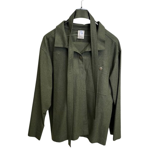 Vintage "Lore Maria  Wiener" Green Fine Wool Pant Suit with Belt - Size 12 - Excellent Condition