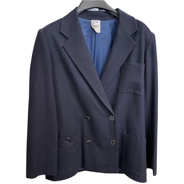 Vintage "Lore Maria  Wiener" Navy Blue Fine Wool Jacket - Size 12 - Lined -  Excellent Condition