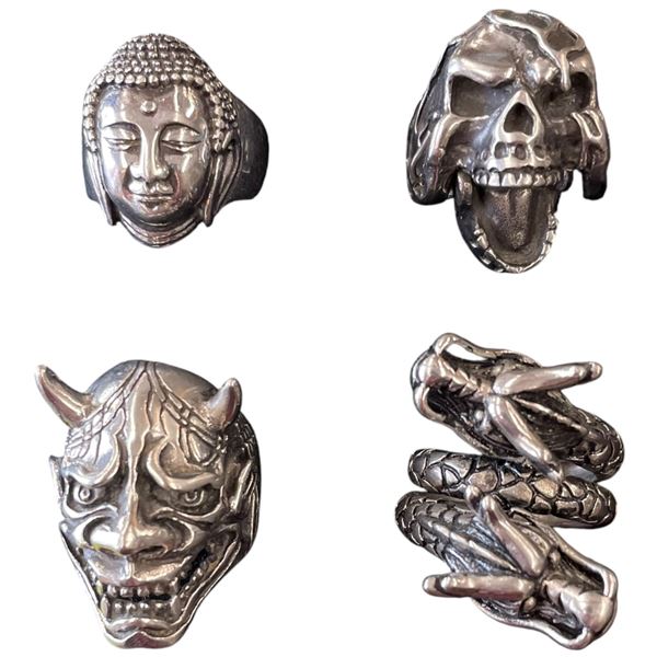 4 New Men's Large Stainless Steel Rings