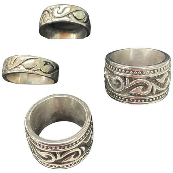 4 New Metal Band Rings (All are size 9)