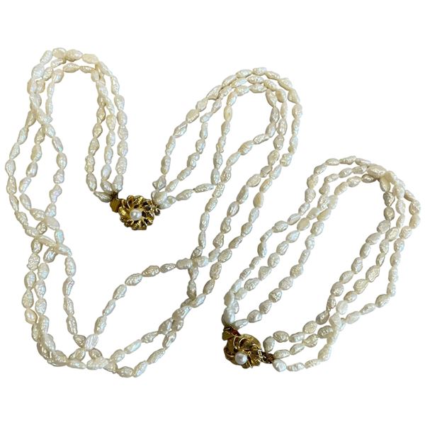 15" Fresh Water Pearl Necklace & Matching Bracelet (both are triple strand)
