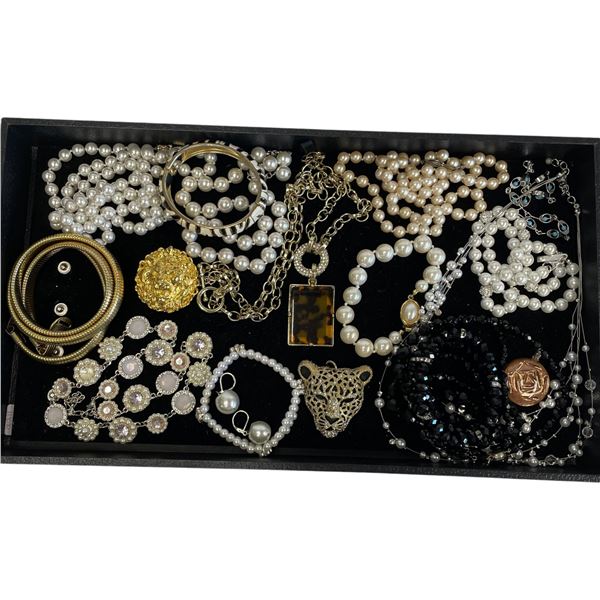 Tray of Faux Pearl & Quality Fashion Jewelry (Display tray not included)