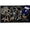Image 1 : Tray of Rhinestone & Costume Jewelry - Some vintage (Display tray not included)