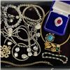 Image 3 : Tray of Rhinestone & Costume Jewelry - Some vintage (Display tray not included)
