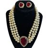 Image 1 : Stunning Heidi Daus Red Tailored Teardrop Crystal Faux Pearl Necklace & Clip Earrings - Fully Hallma