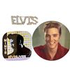 Image 3 : Group of Elvis Presley Items - Sterling Silver "EP" Necklace, Pen, Rhinestone Brooch, Tin & Coaster