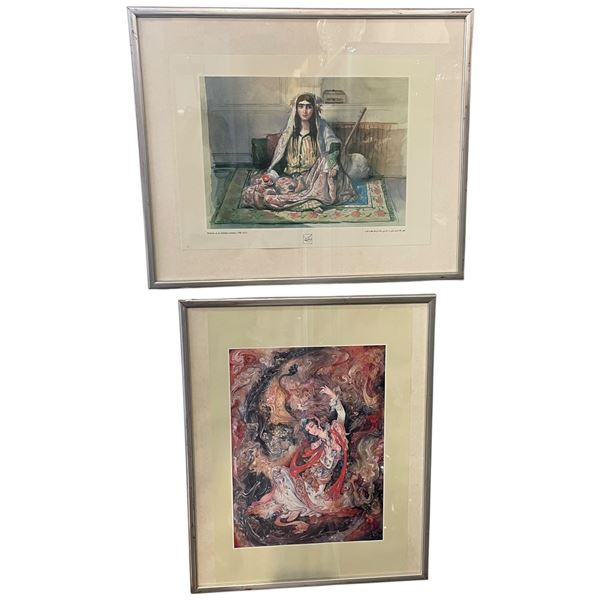 2 Framed Persian Prints "Spirits Beckoning" by Mahmoud Farshchian & "Portrait of an Iranian Woman 19