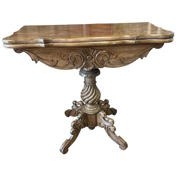 Antique Swivel Top Games Table (17" x 34" x 31" tall when closed)