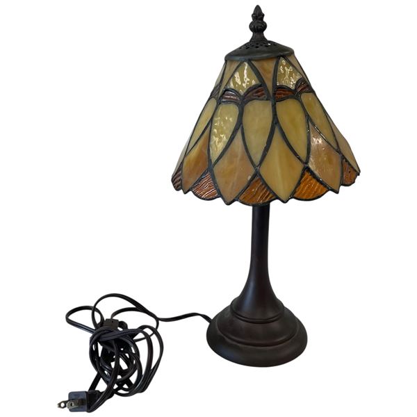 Stained Glass Table Lamp with Bronzed Base - 15" tall with 8" diameter shade