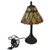 Image 1 : Stained Glass Table Lamp with Bronzed Base - 15" tall with 8" diameter shade